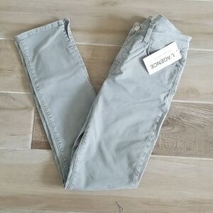 NWT L'AGENCE Skinny Jeans Slit Hem Grey Cotton